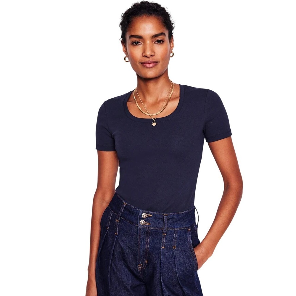 Boden Womens Essential Jersey T-Shirt Navy Size US 2